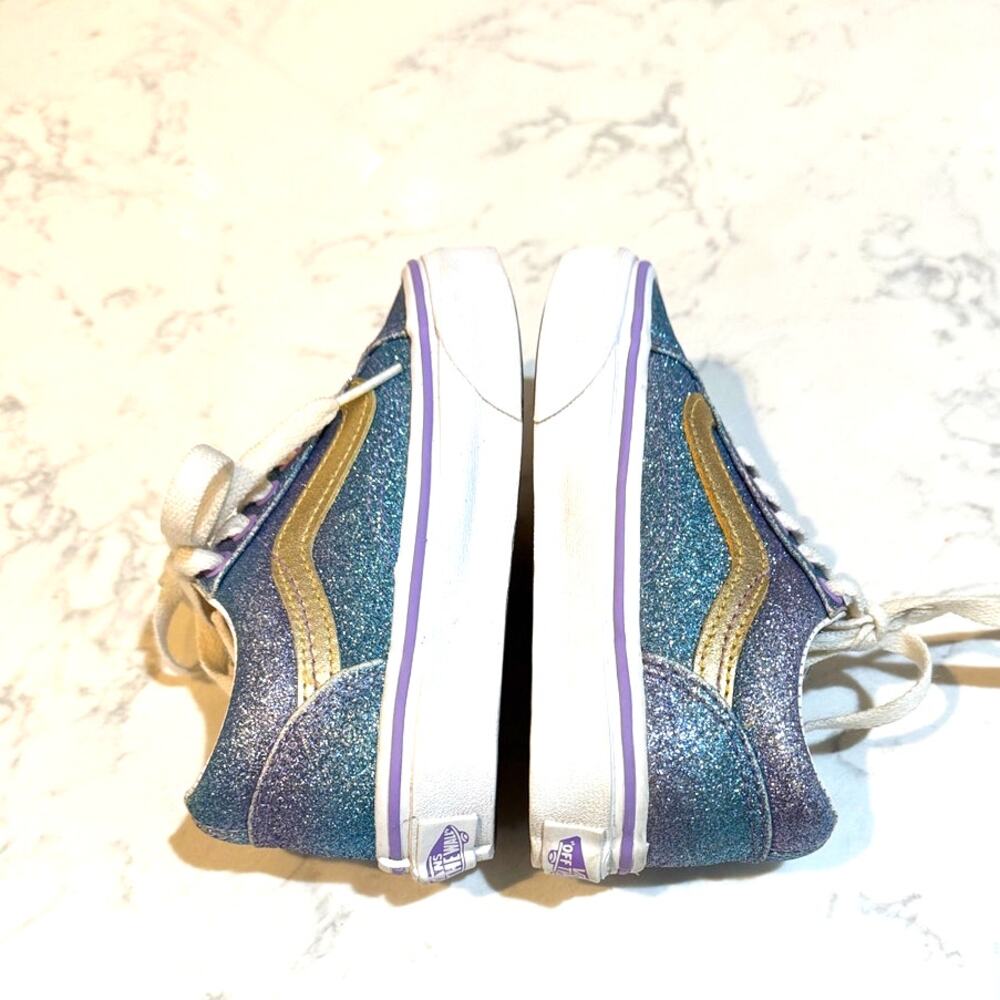 Vans Kids' Old Skool sneakers "Ombre Glitter" Blue/Purple colorway size 10.5 - Picture 6 of 8
